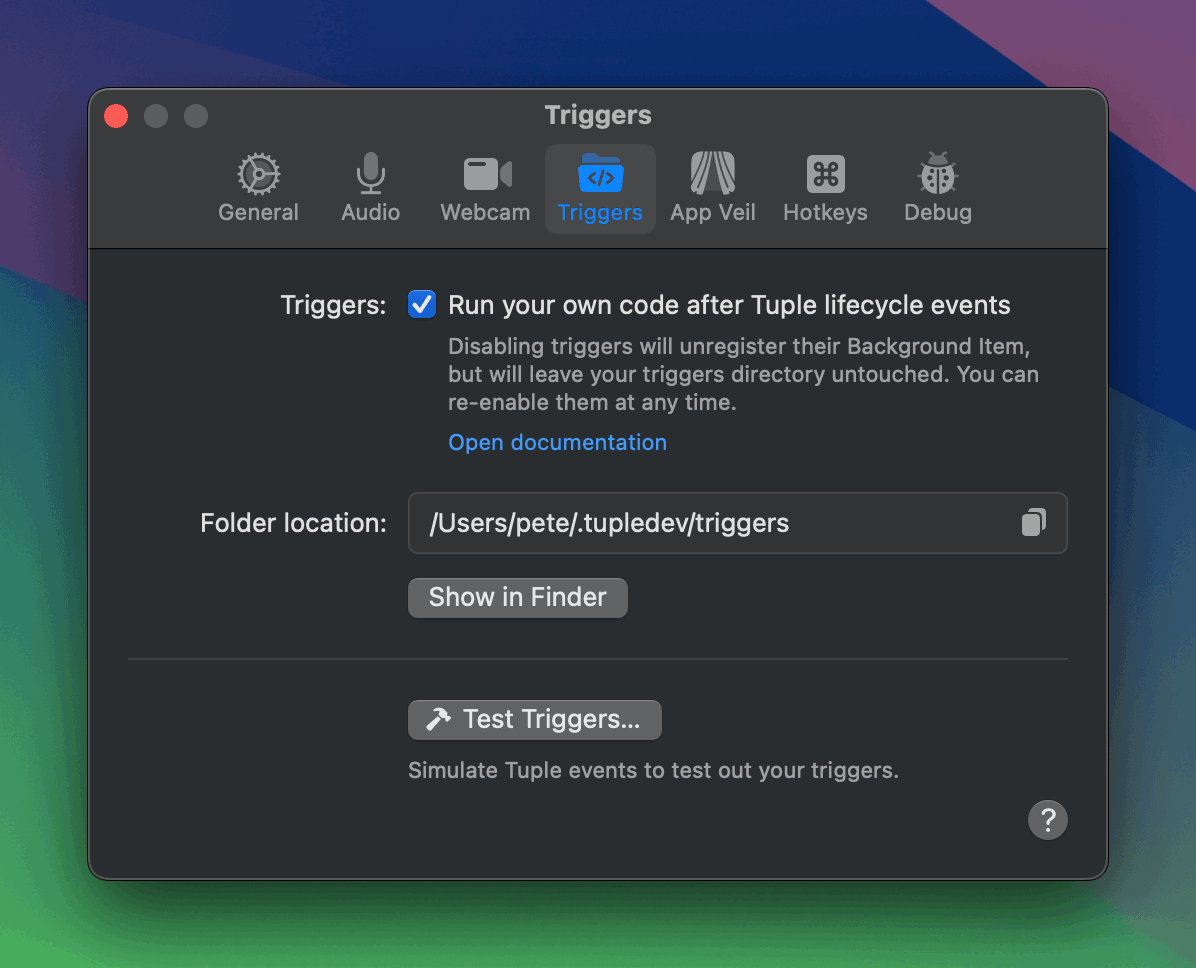 Tuple settings icons